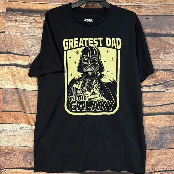 Star Wars T-Shirt L Black Darth Vader Greatest Dad In The Galaxy Mad Engine - Picture 1 of 6